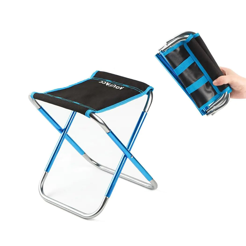 AOUTACC Camping Stool Portable Folding Stool for Outdoor Travel Walking Hiking Fishing Garden Golf Beach Foldable Camping Seat with Carry Bag (Blue - 8.3"x9.5"x10.6")